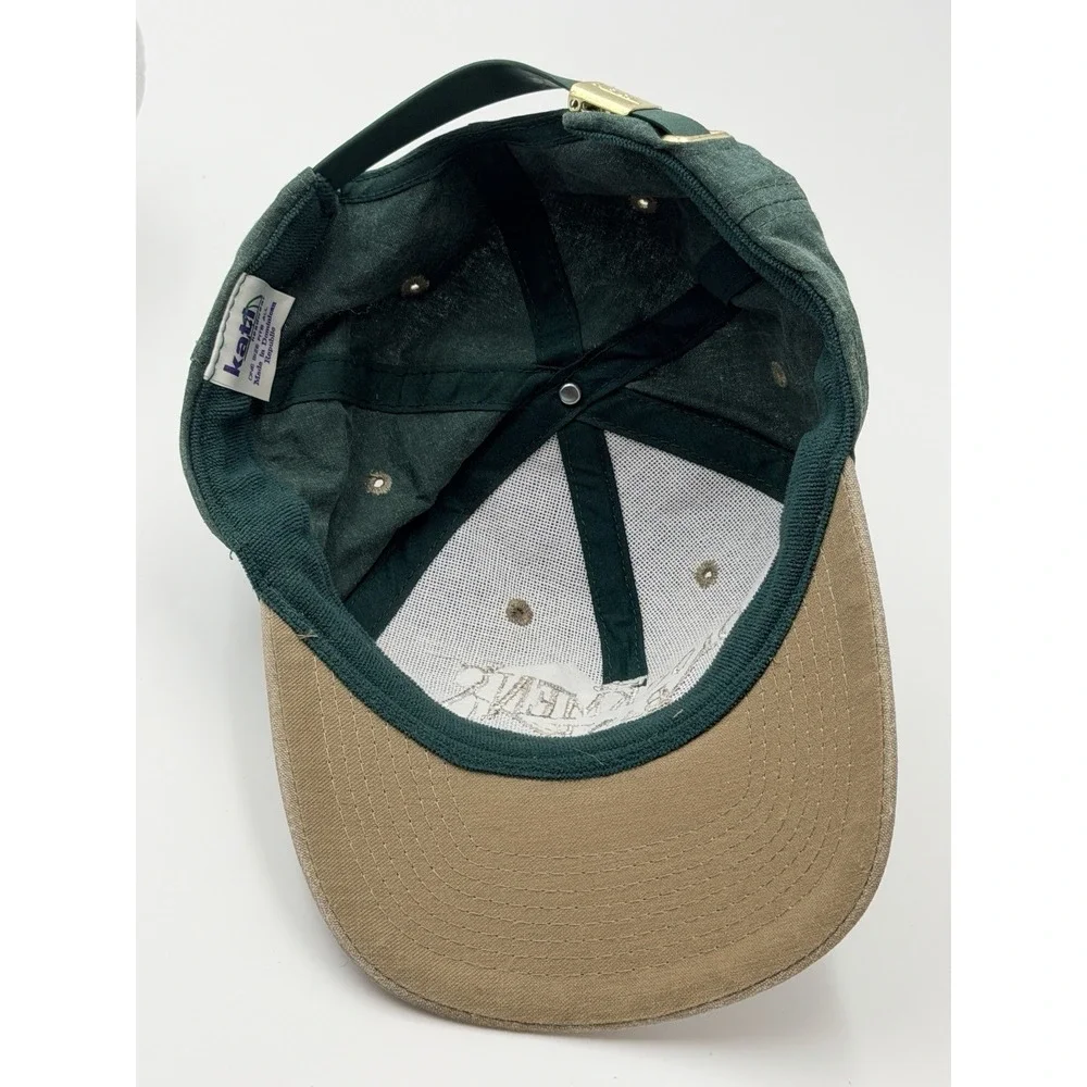 The Stockmens Bank Vintage Green Tan Hat Strapback Kati